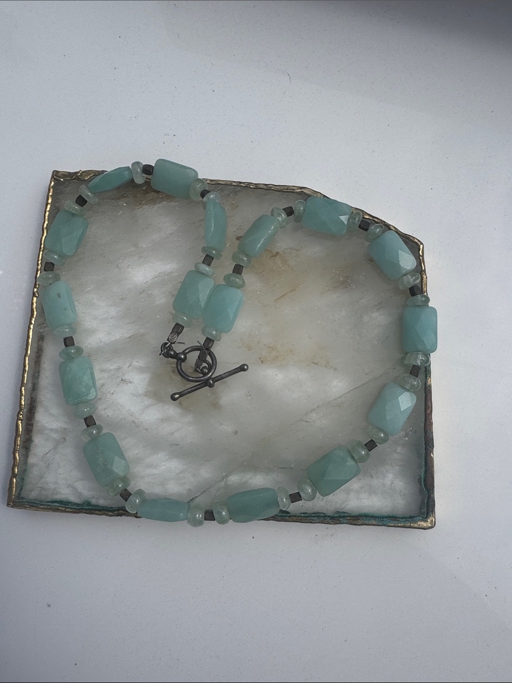 Aqua Beaded Necklace - Elegant Light Blue Gemstone Necklace